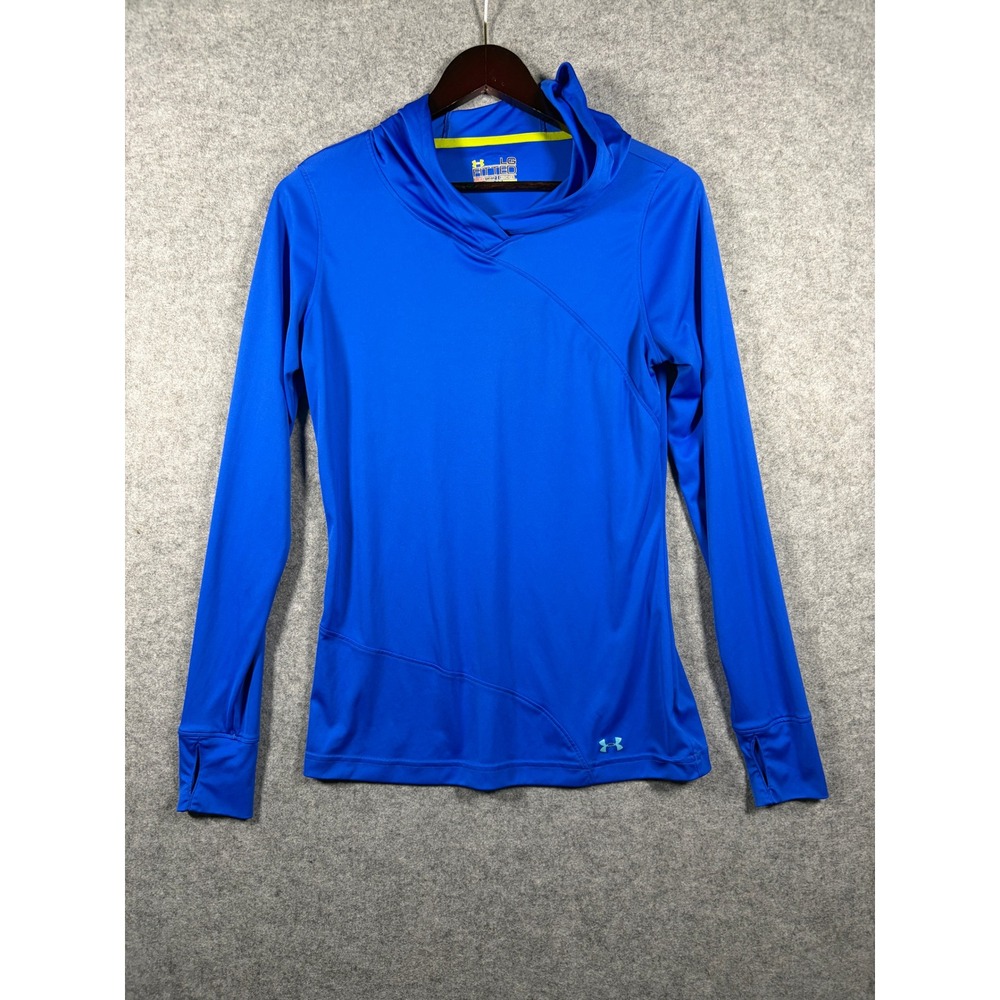Under Armour HeatGear Catalyst Hoodie Royal Blue Fitted Thumbhole Womens LG